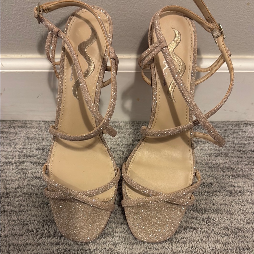 Nina Sparkling Strappy Heels in Tan